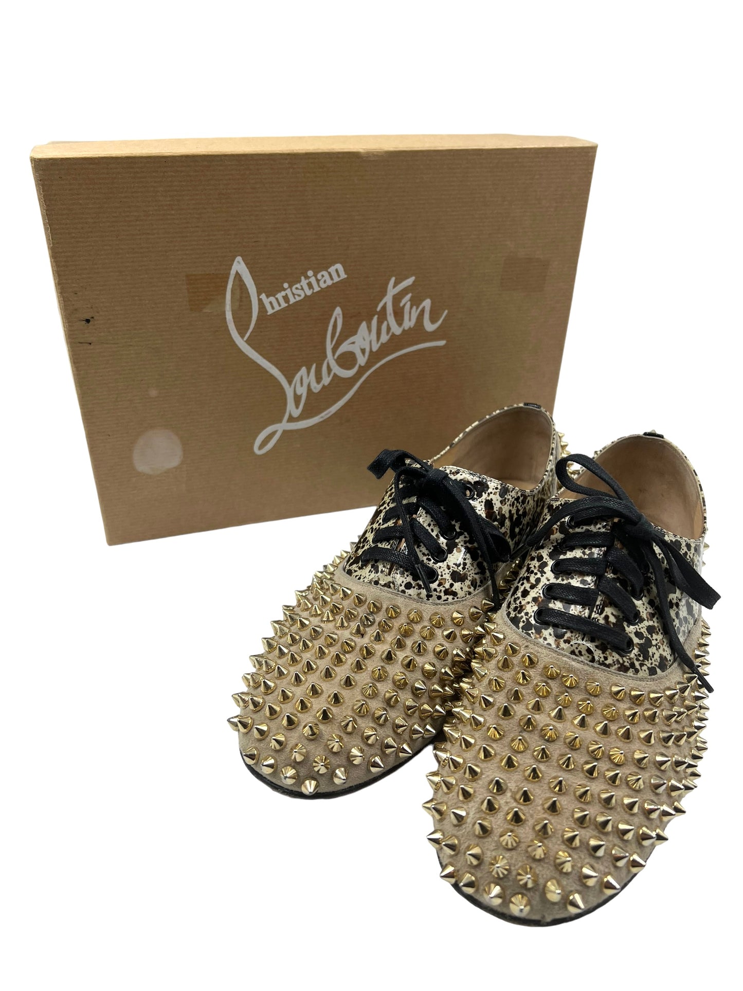 Christian Louboutin Suede Size 39.5 'Freddy' Spike Oxfords