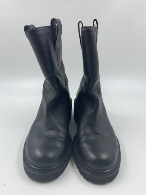 Chanel Black Calfskin CC Logo Size 37.5 Moto Boots – Shop Luxe Society