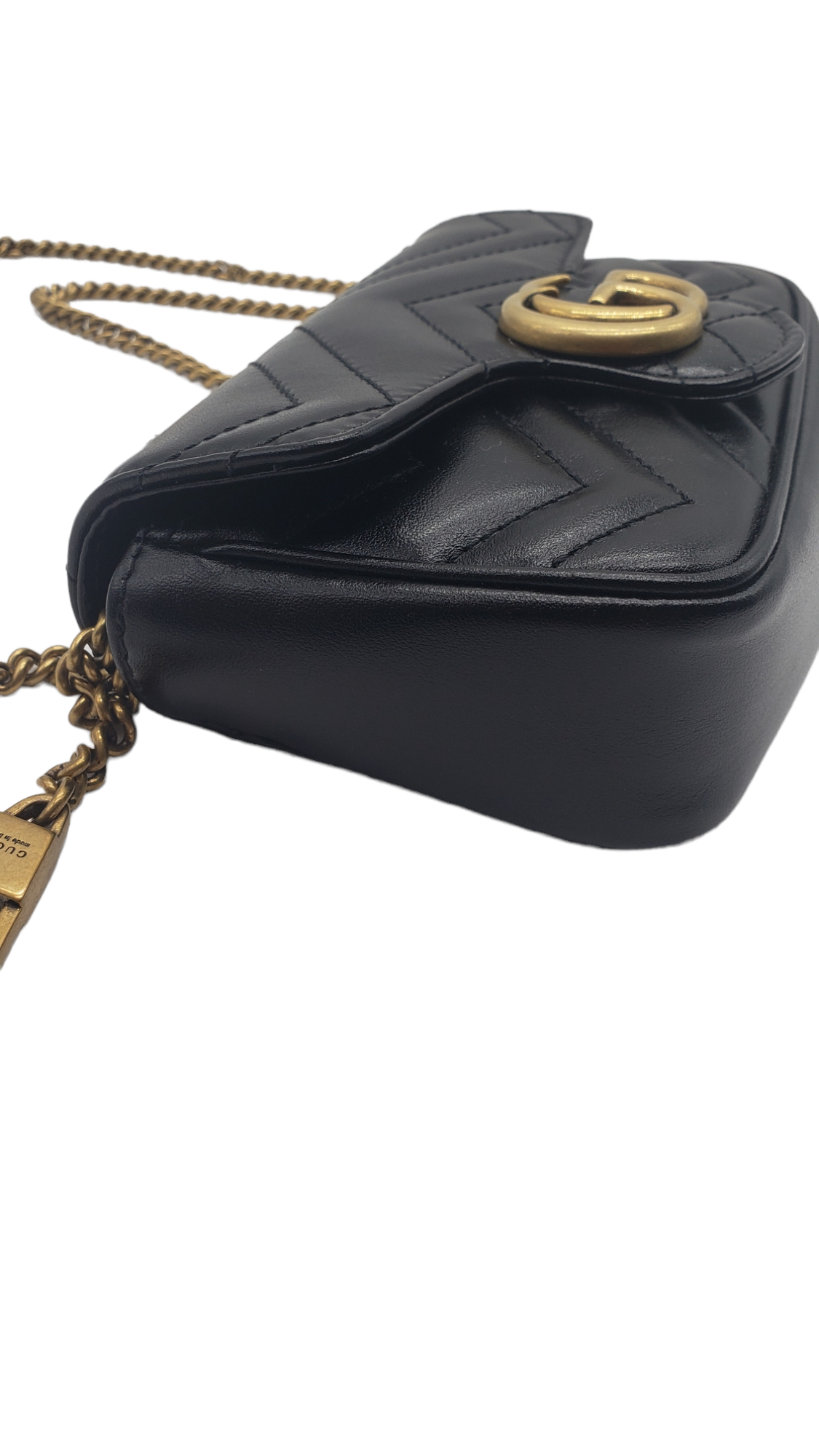 Gucci Black Leather Super Mini Marmont Shoulder Bag