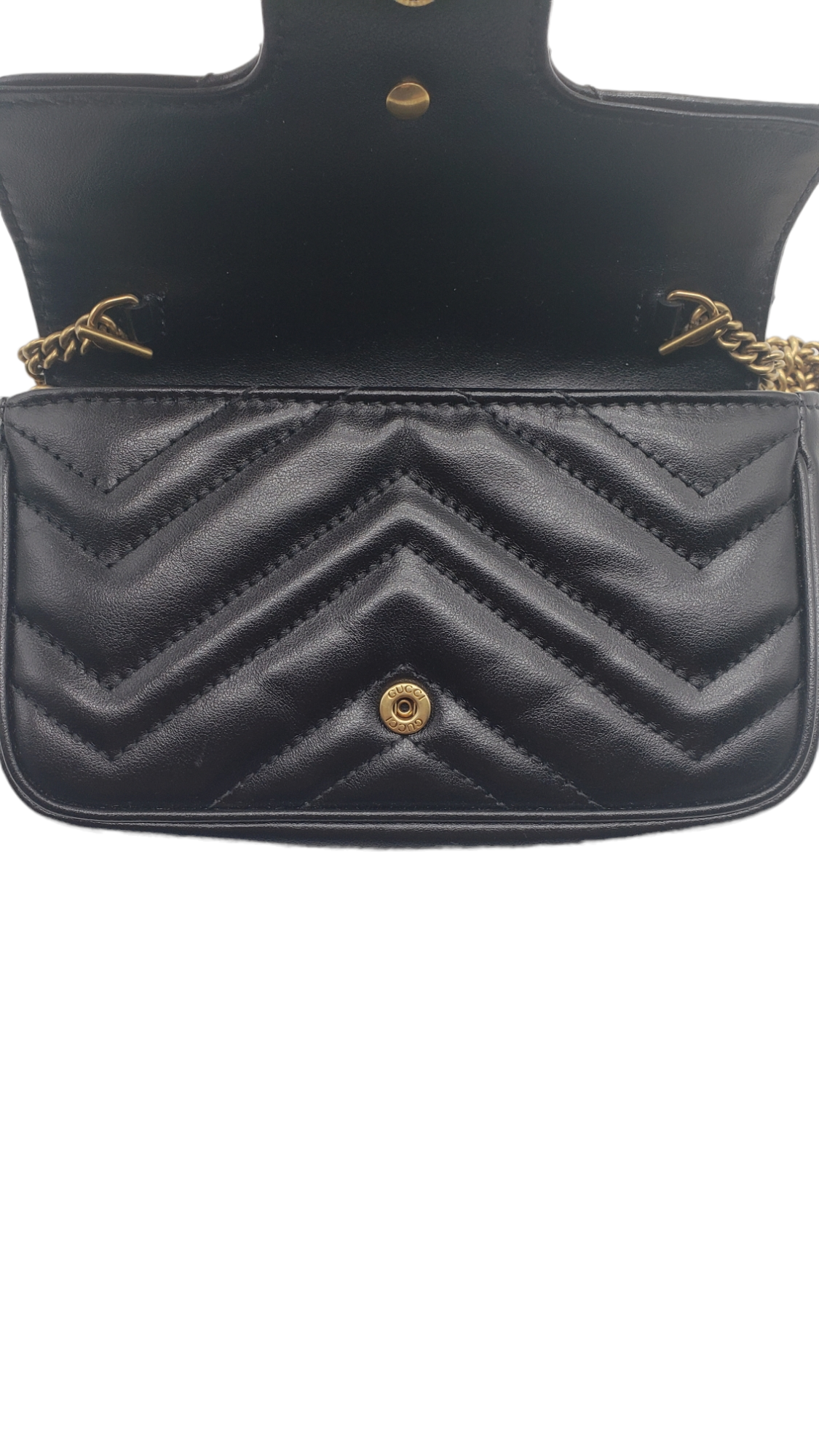 Gucci Black Leather Super Mini Marmont Shoulder Bag