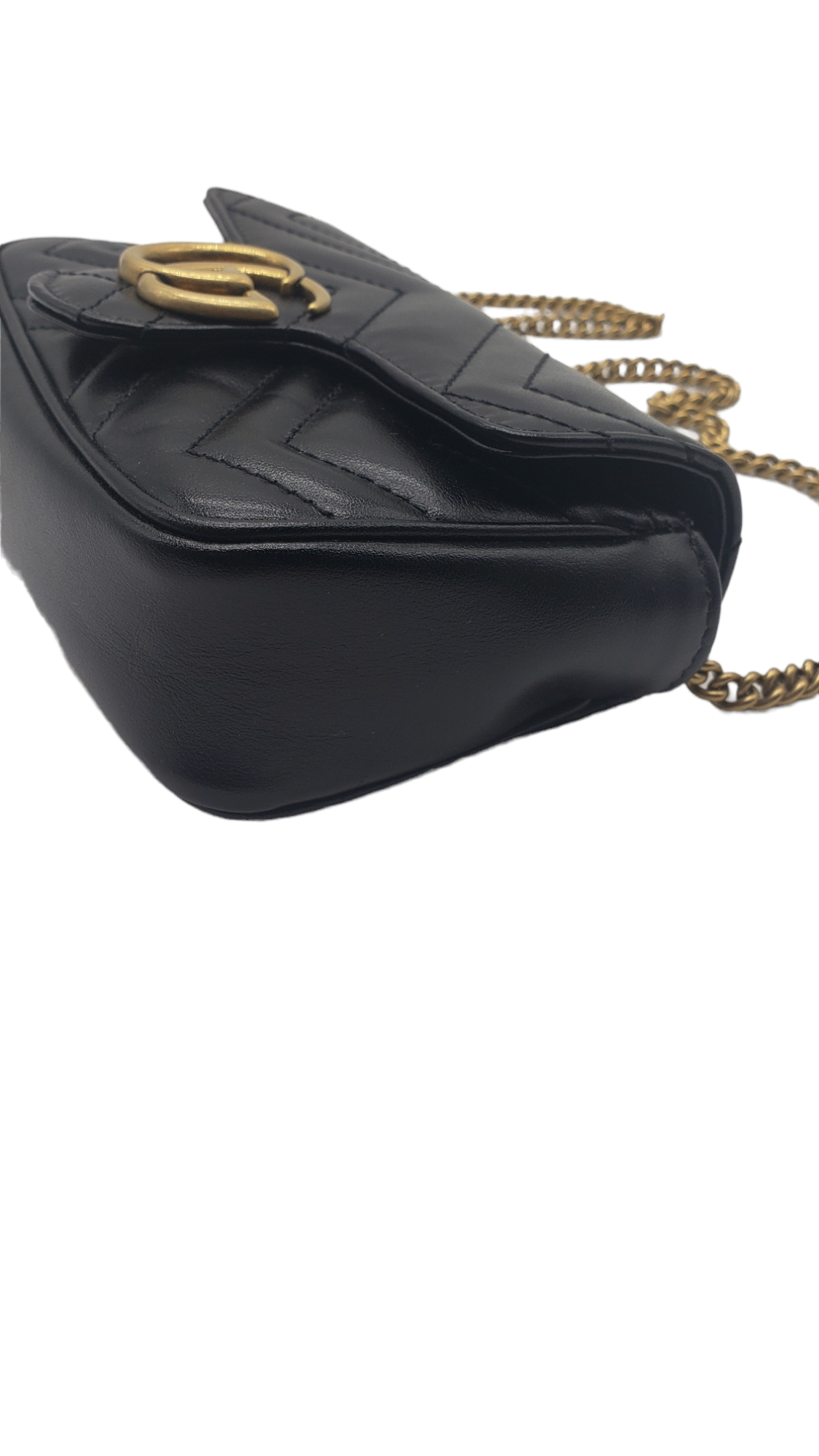 Gucci Black Leather Super Mini Marmont Shoulder Bag