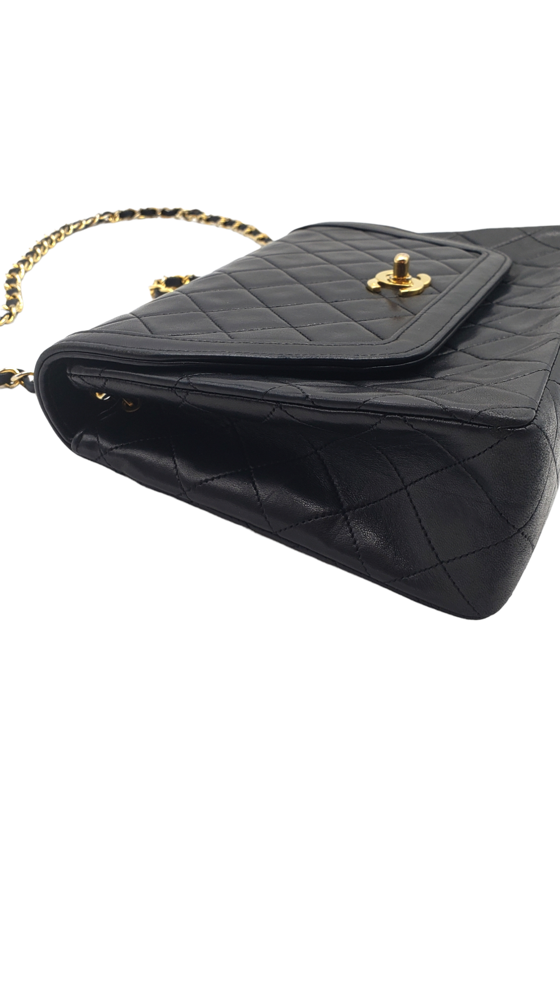 Chanel Black Vintage Lambskin 1989-1991 Quilted Trapeze Shoulder Bag