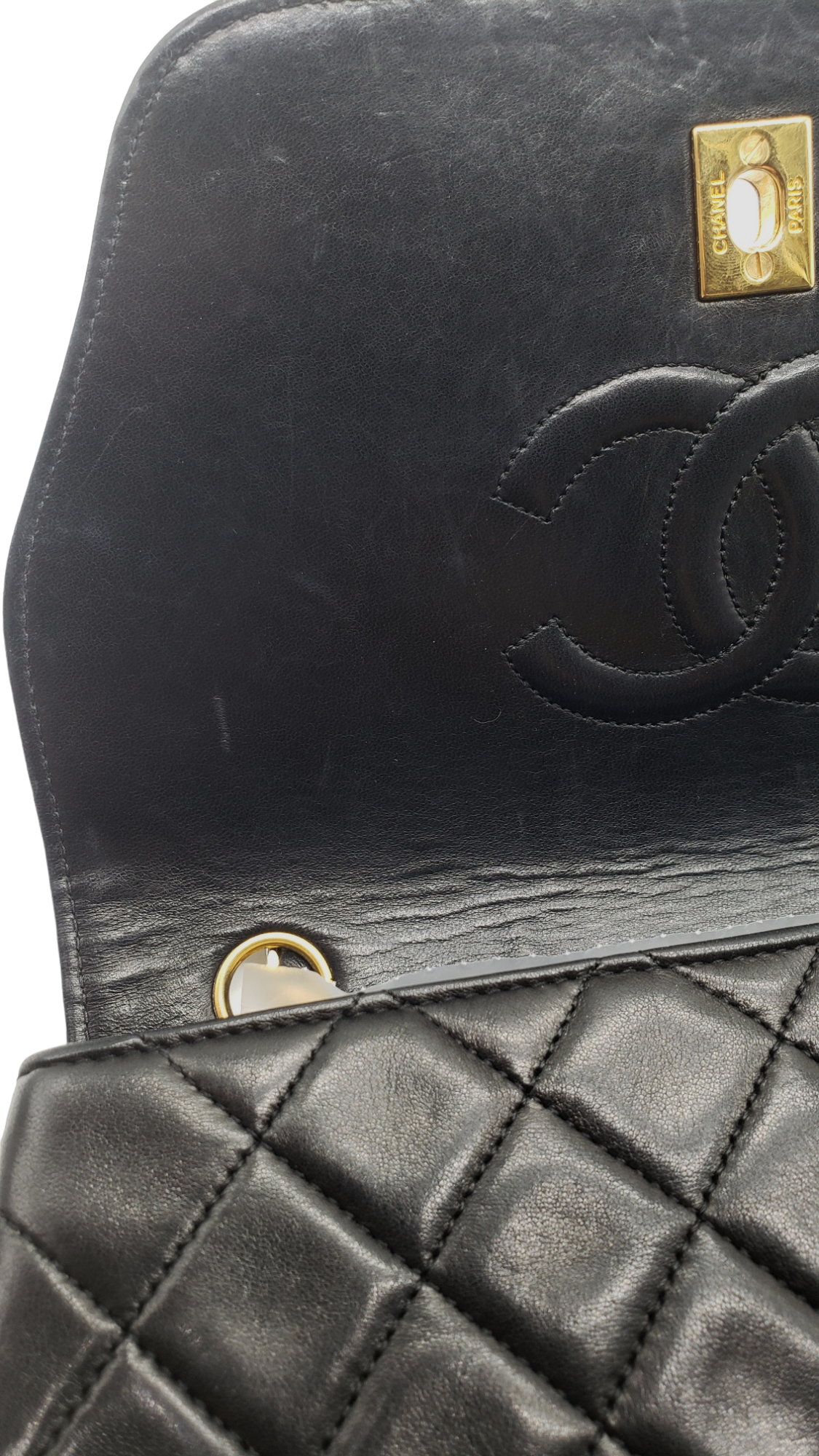 Chanel Black Vintage Lambskin 1989-1991 Quilted Trapeze Shoulder Bag