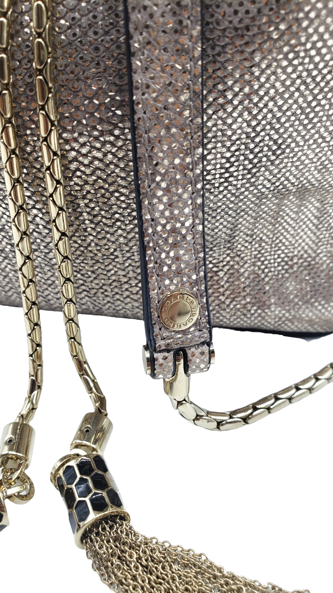 Bvlgari Gold Metallic Karung Serpenti Forever Drawstring Bucket Bag