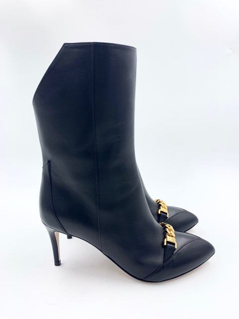Gucci Black Calf Sylvie Chain Size 38 Boots