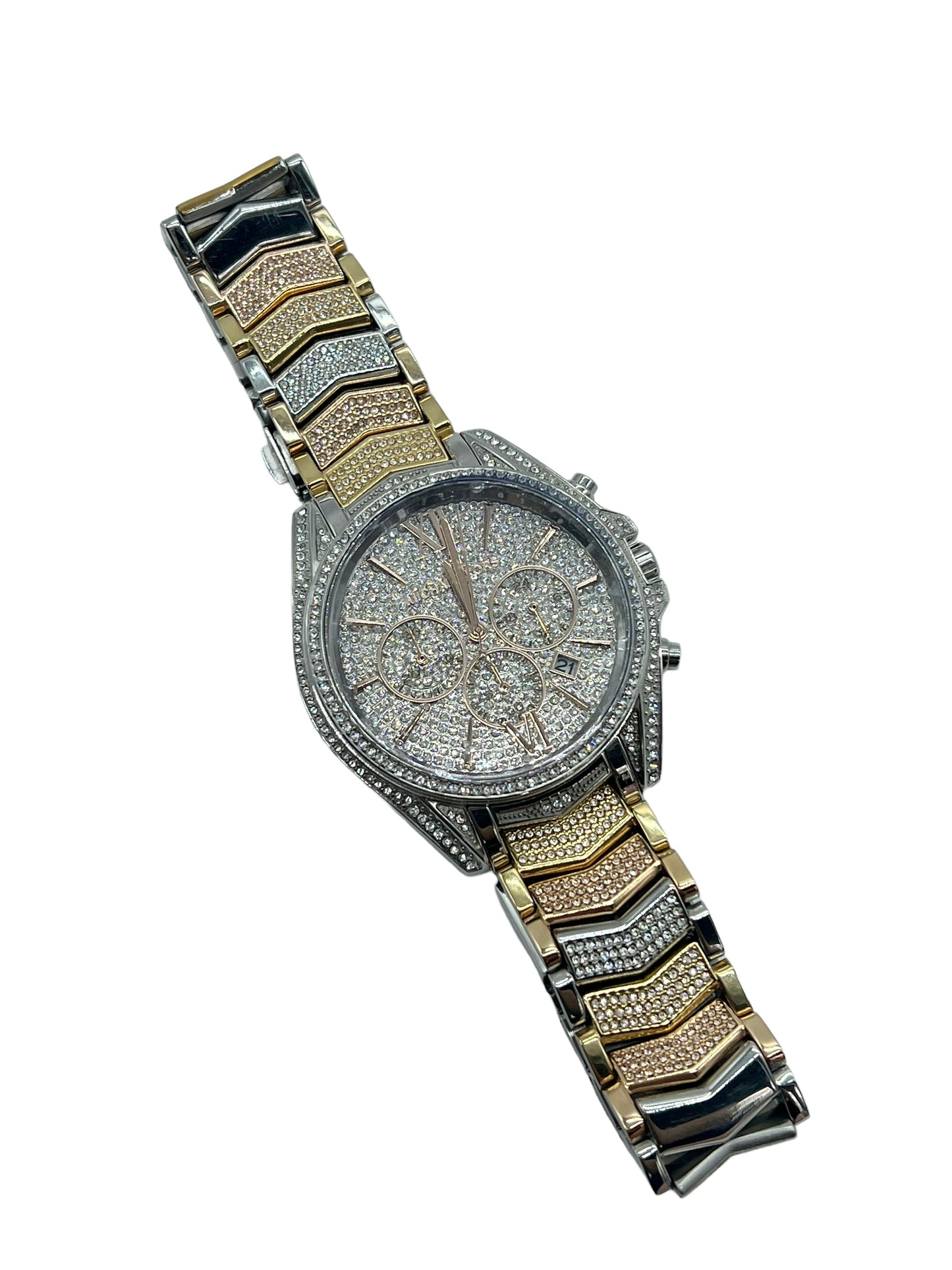 Michael Kors Whitney Pave Tri-Tone Chronograph Watch