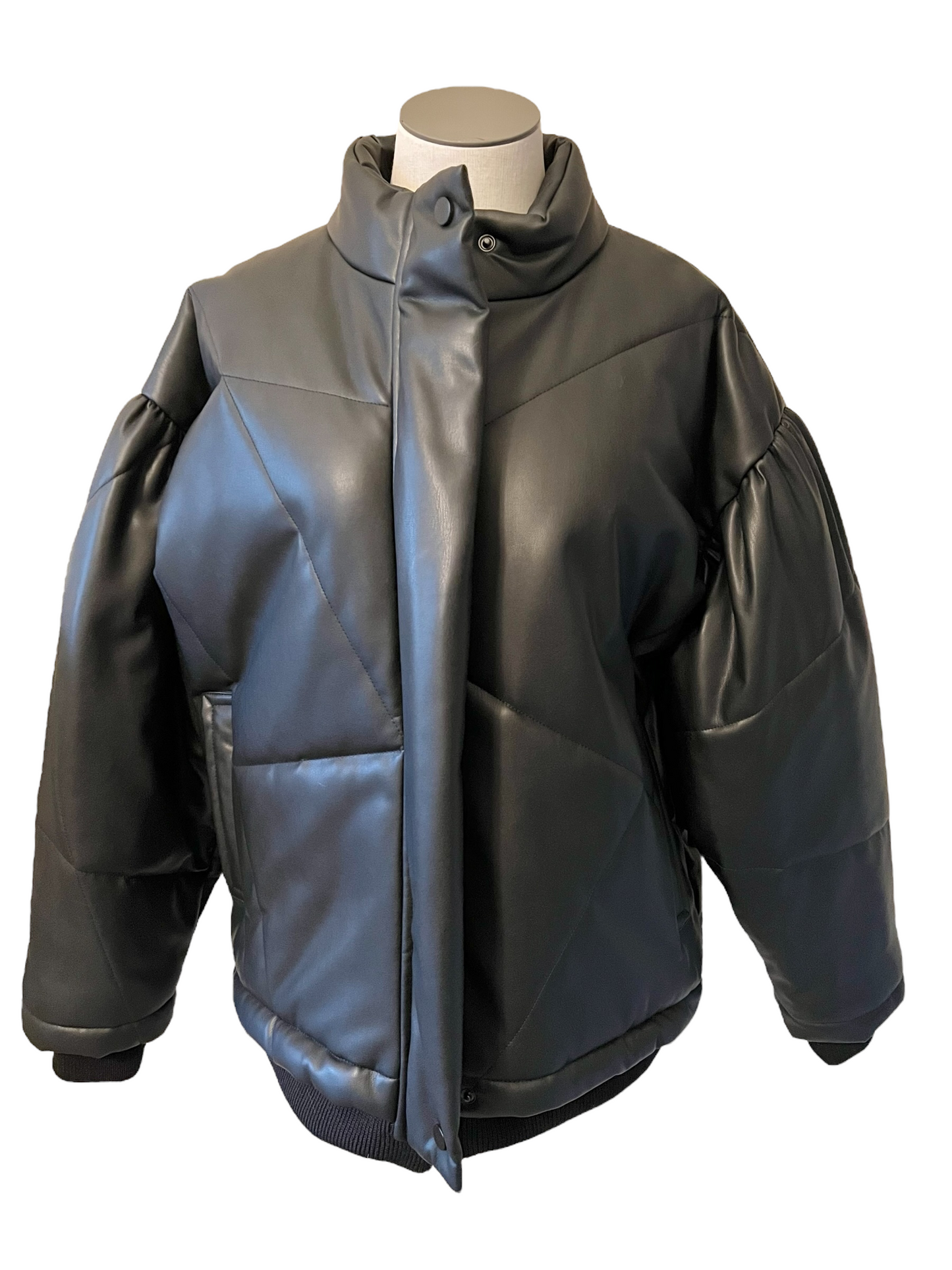 Sea NY Size S Black Faux Leather Quilted Jacket
