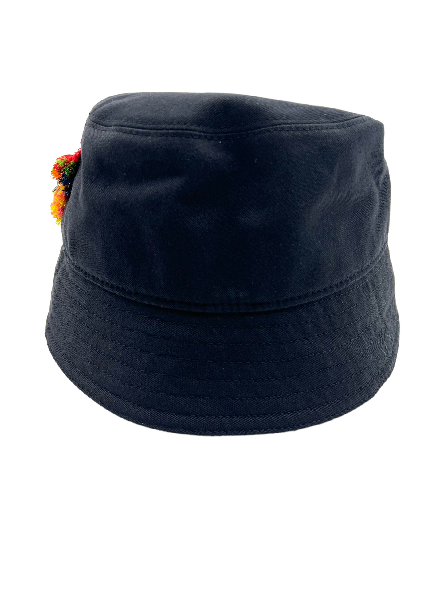Lanvin Black Colorful Fringe Logo Size 60 Bucket Hat