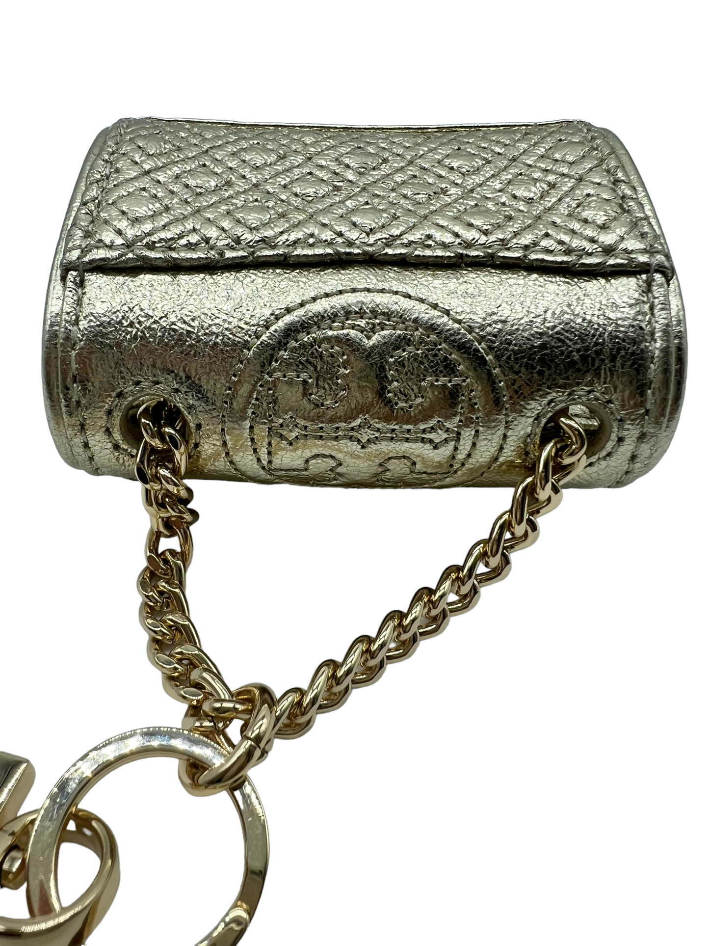 Tory Burch Gold Leather Fleming Keychain