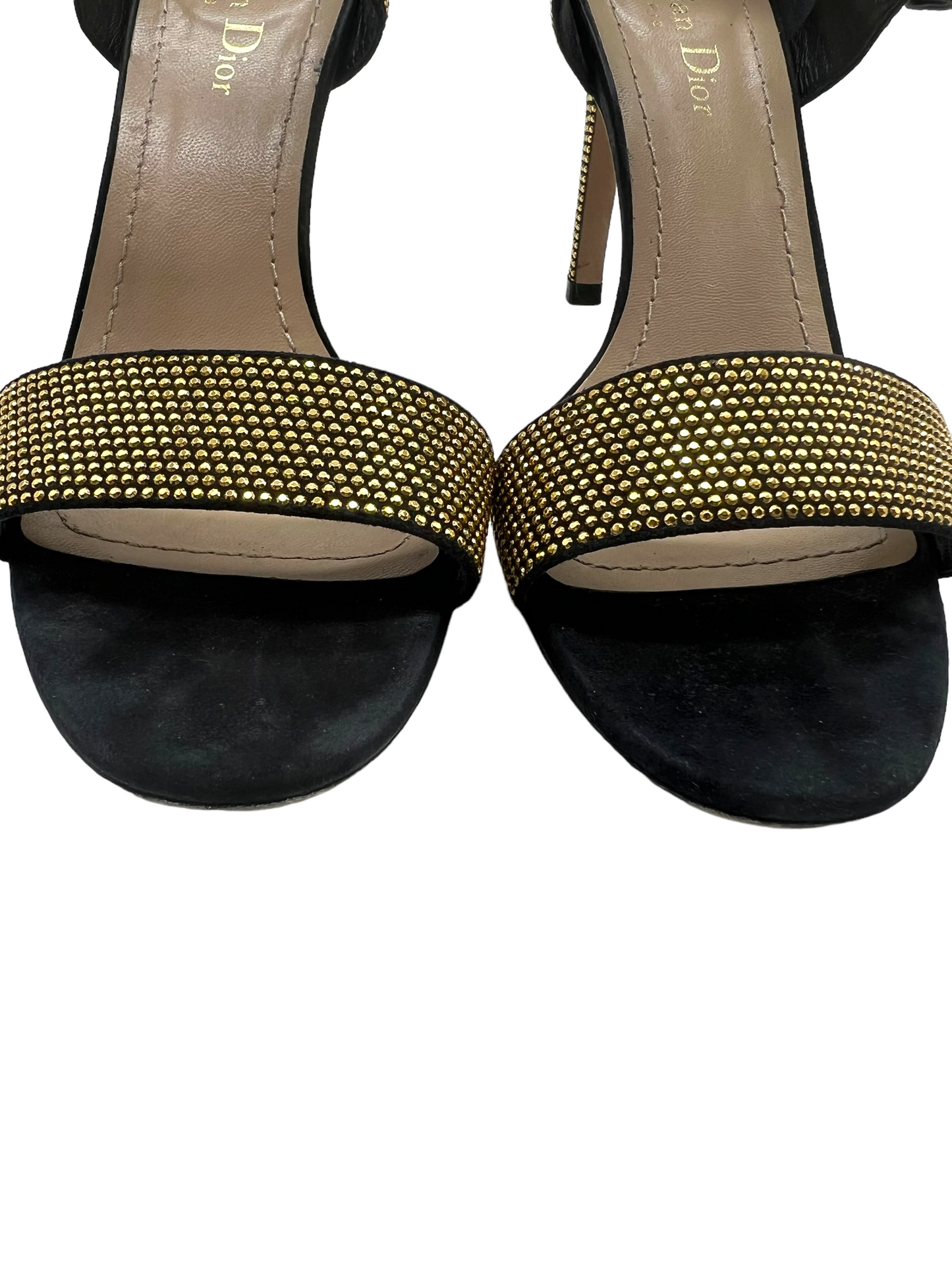 Dior Gold Studded Double Strap Size 38 Heels