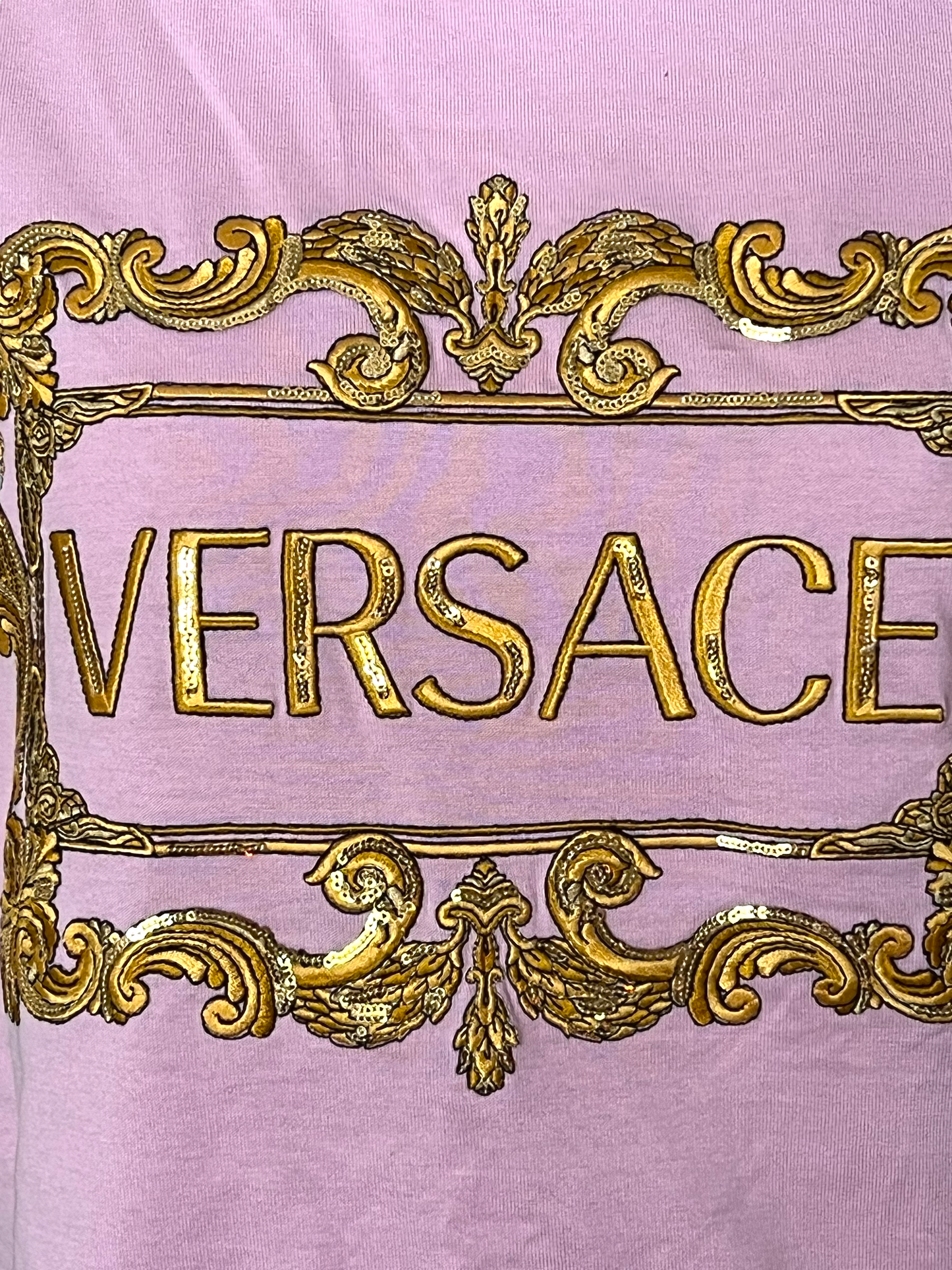 Versace Pink Baroque Logo Size 38 T-Shirt