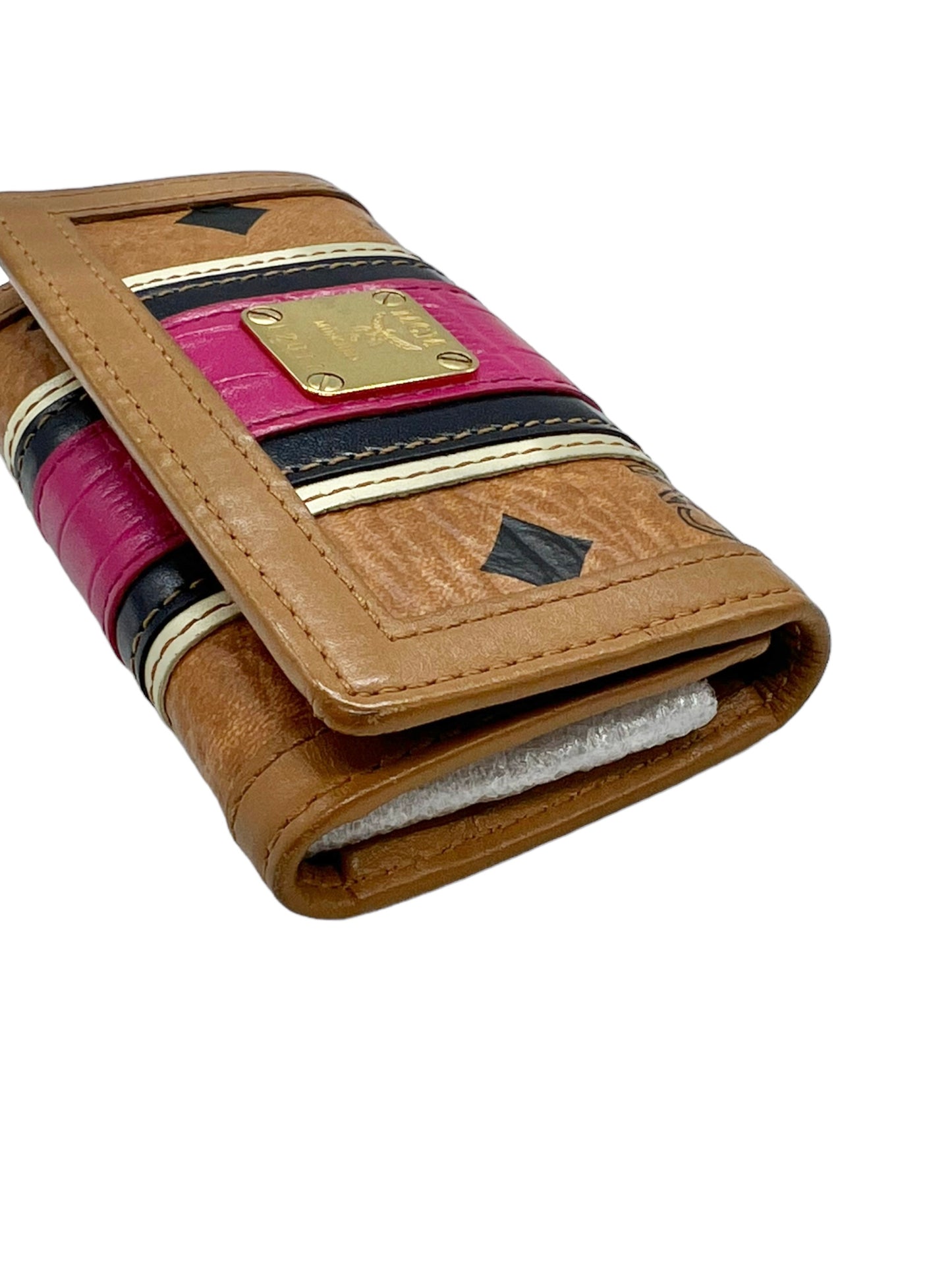 MCM Tan Visetos Key Holder Wallet