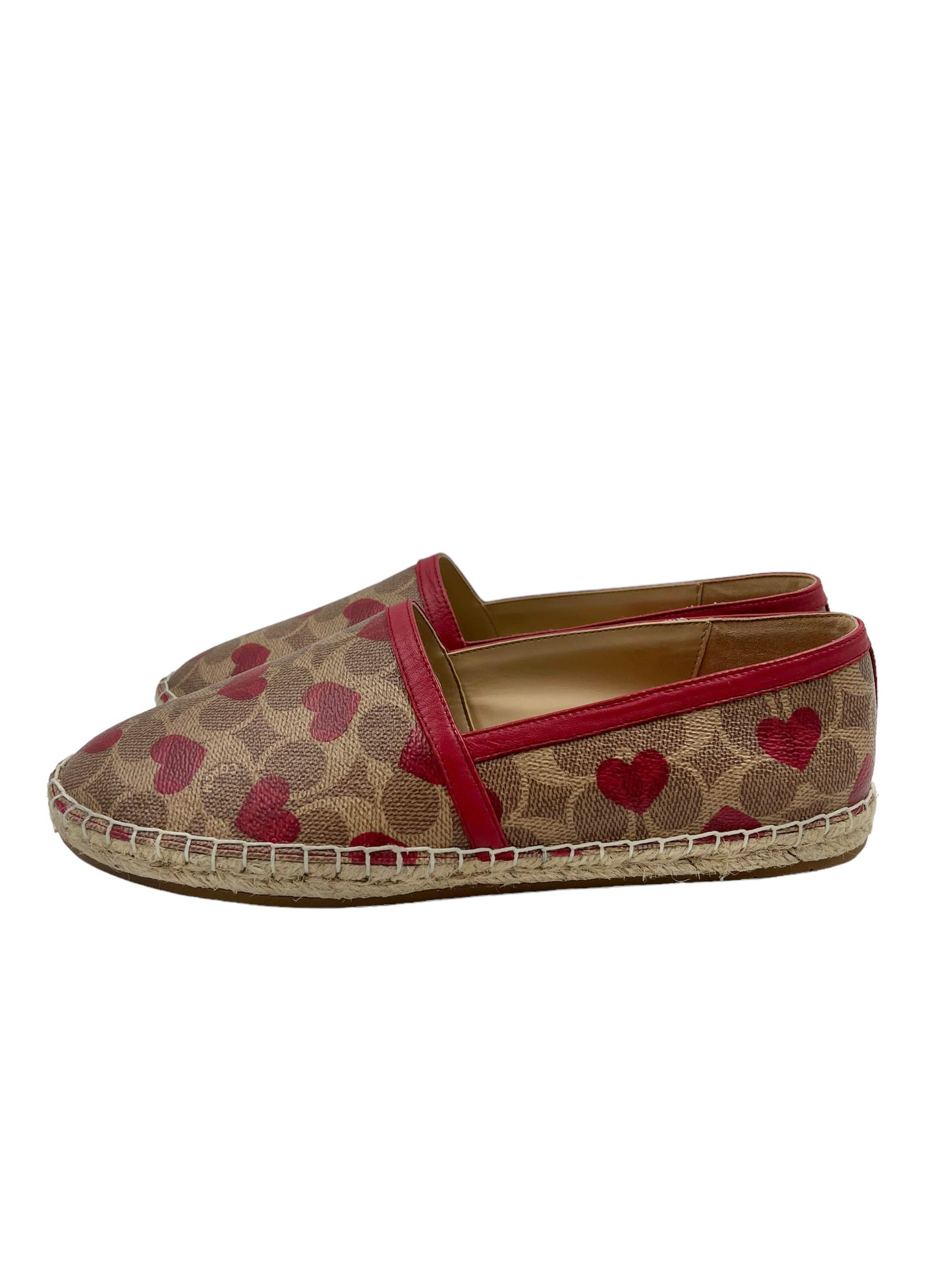 Coach Collins Heart Motif Signature Print Size 10 Espadrilles