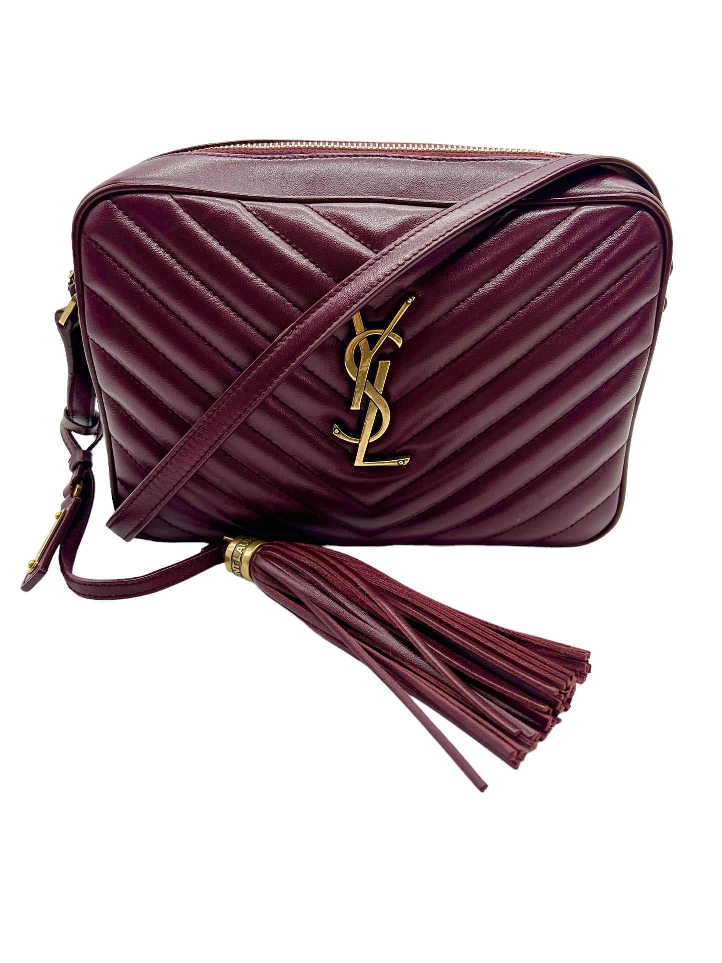 Saint Laurent YSL Burgundy Leather Loulou Camera Bag – Shop Luxe