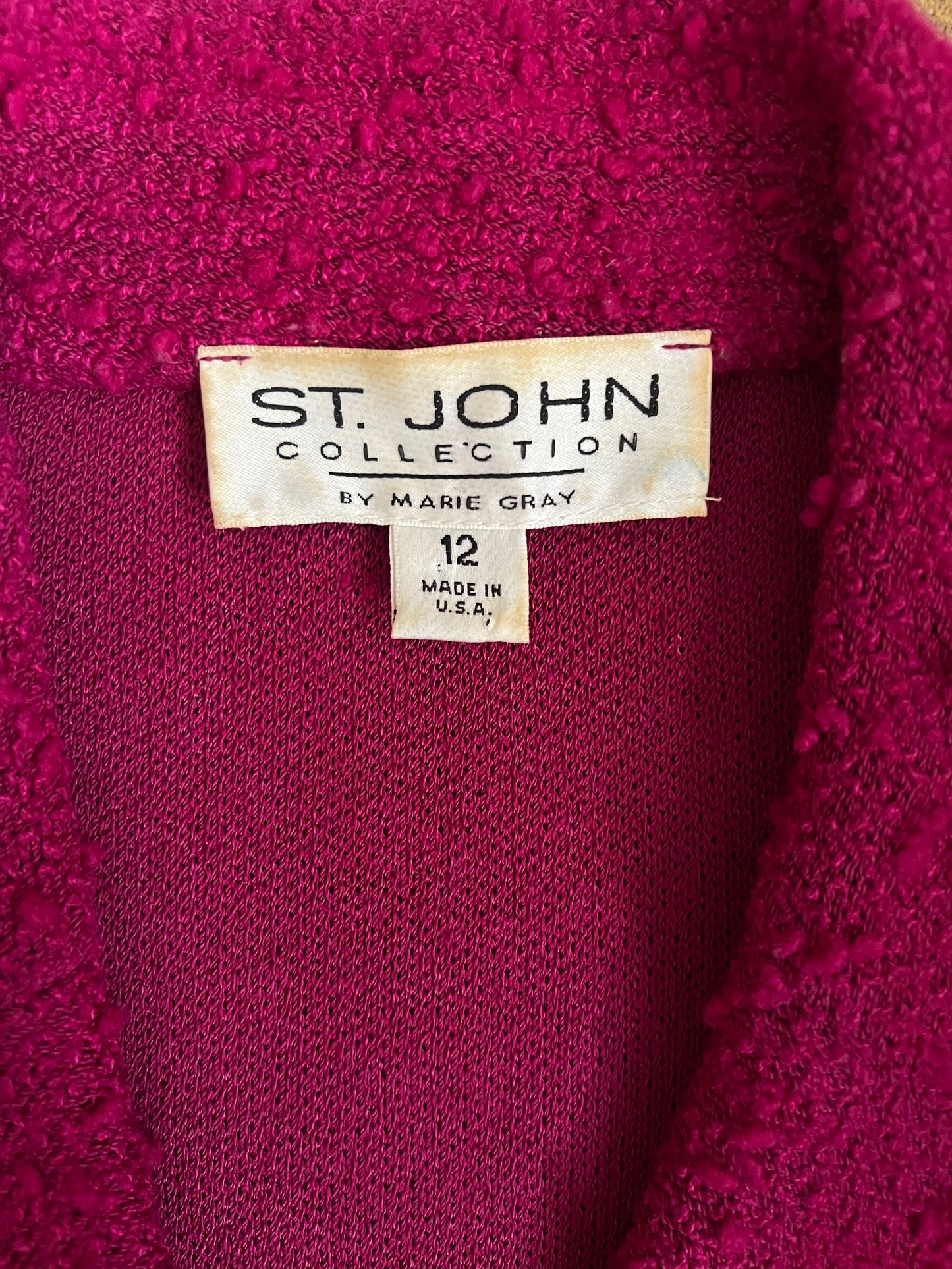 St. John Fuchsia Knit Size 12 Jacket