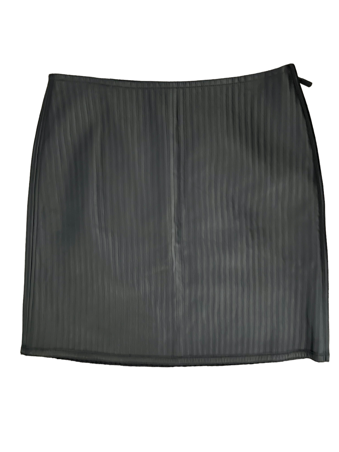Worth Black Leather Size 10 Stripe Skirt