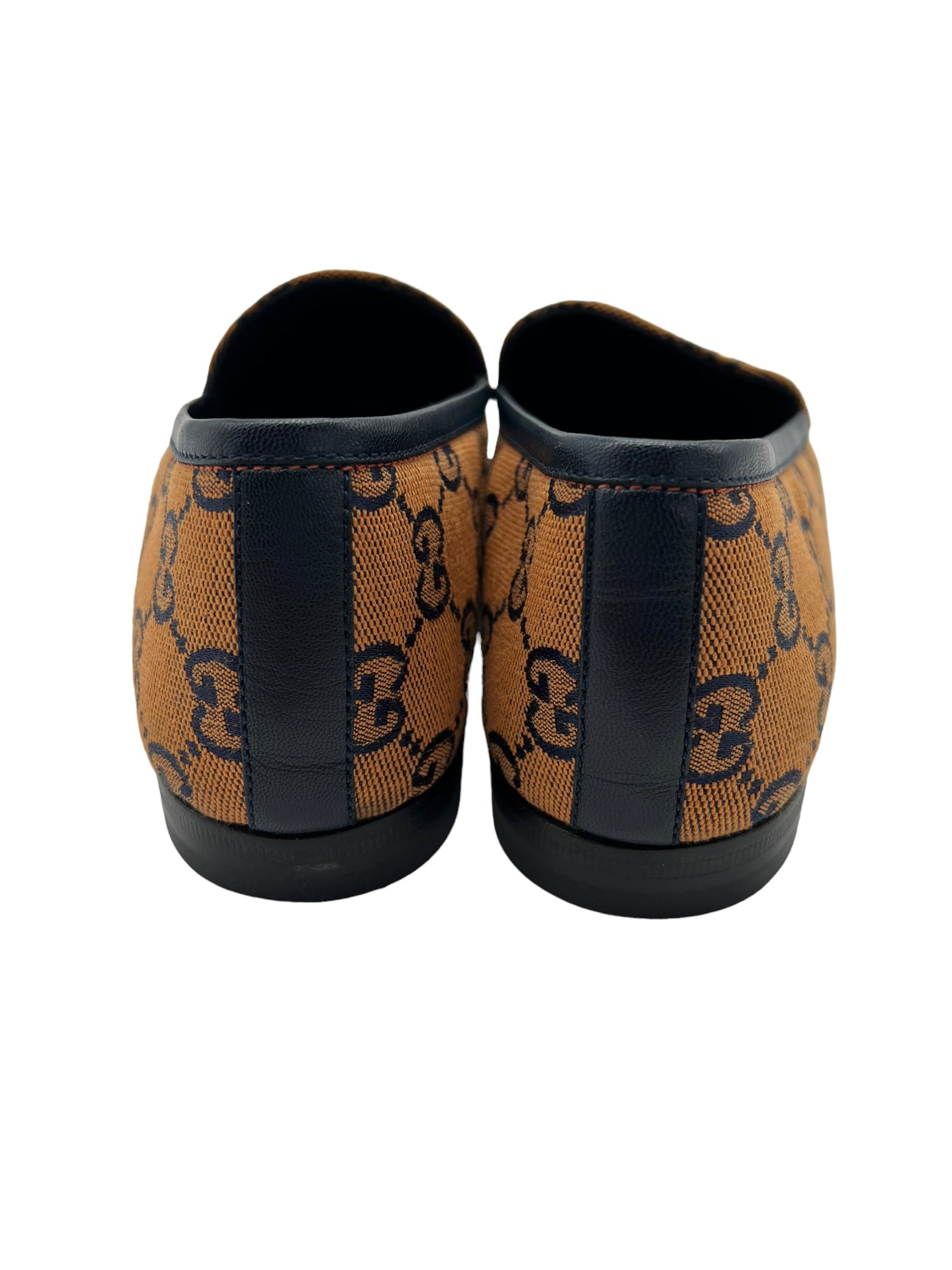Gucci Orange & Navy GG Canvas Size 40 Jordaan Loafers