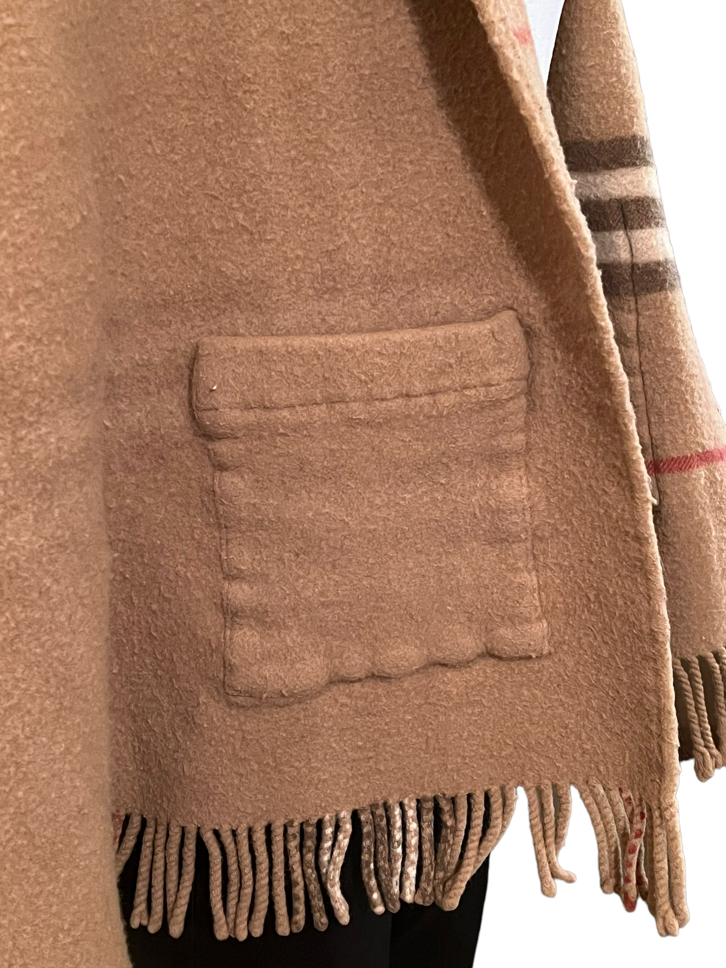 Burberry Tan Double Sided Scarf With Pockets