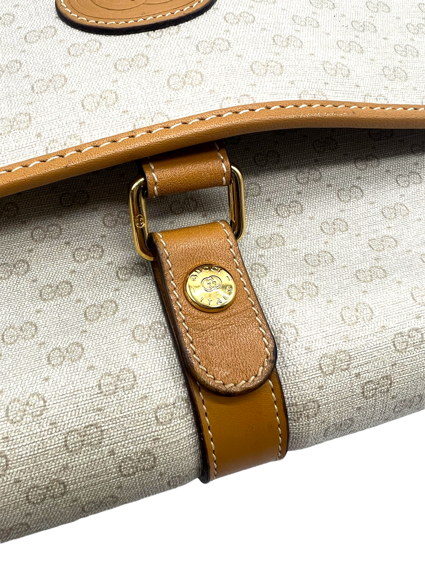 Gucci Cream Tan Vintage GG Crossbody Shoulder Bag