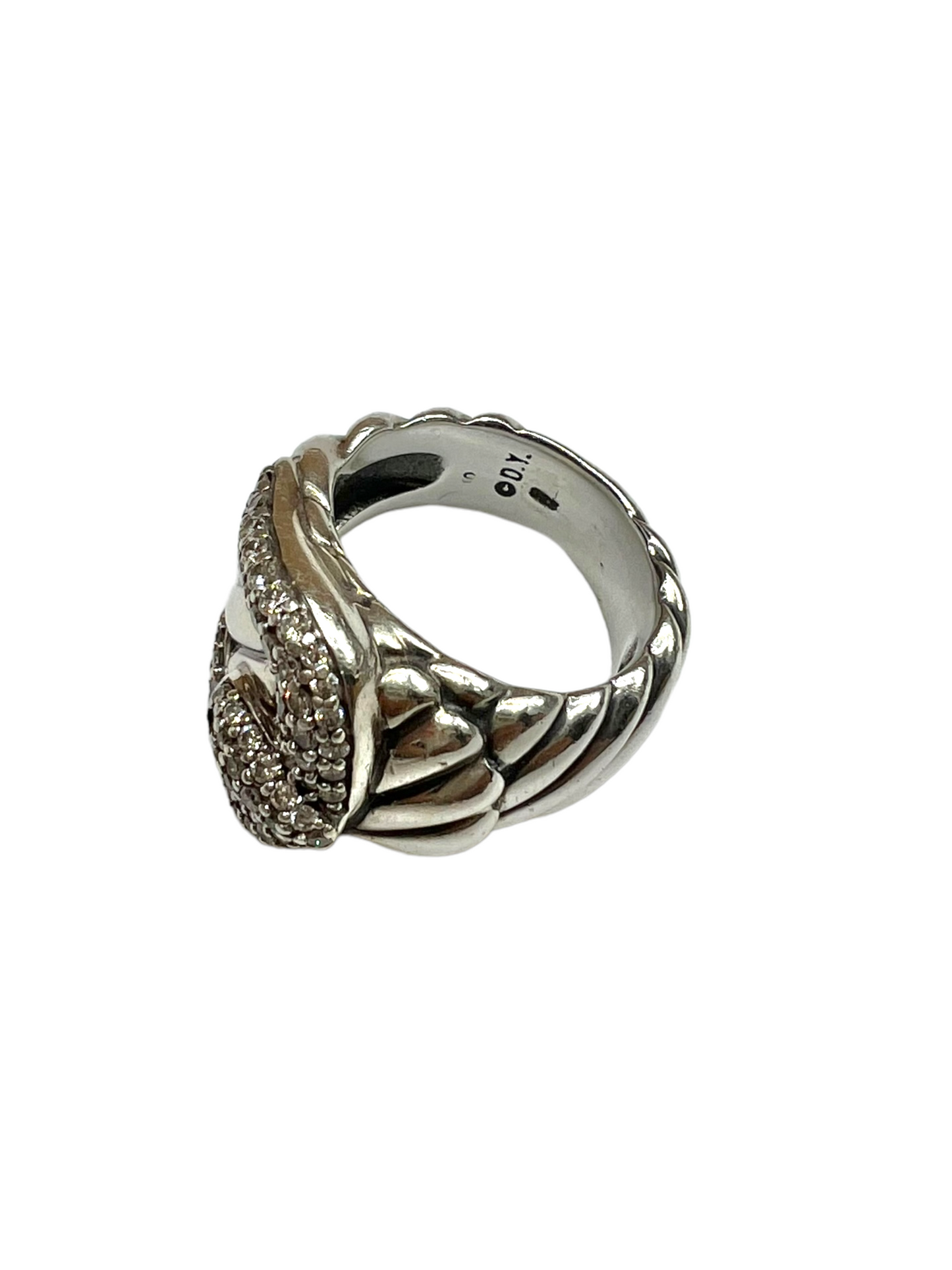 David Yurman Sterling Silver Size 6 Diamond Buckle Ring
