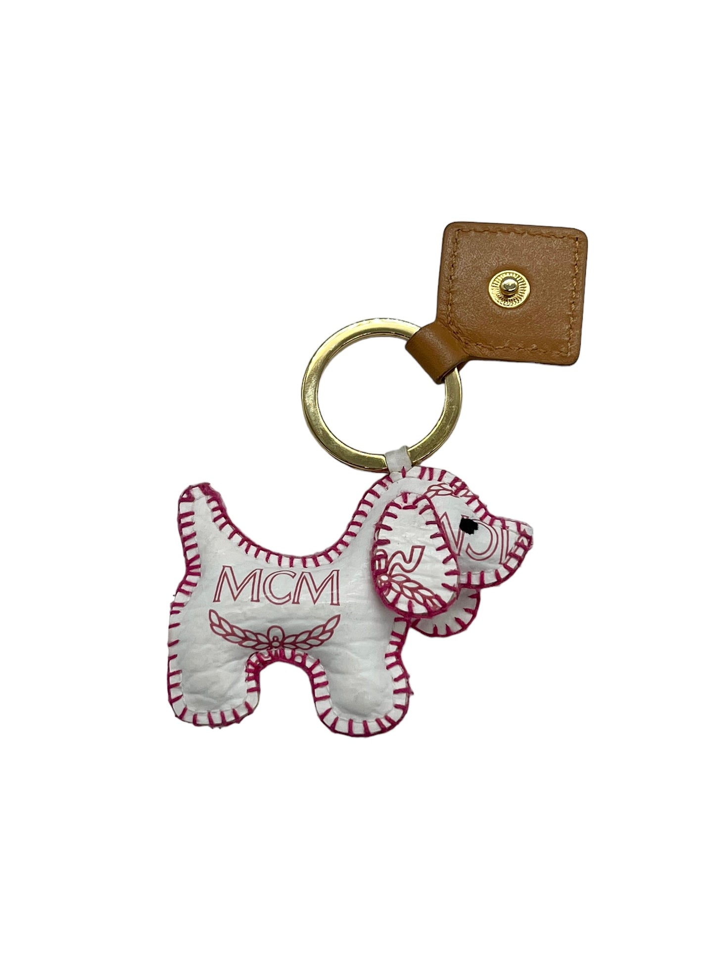 MCM White & Pink Dog Charm