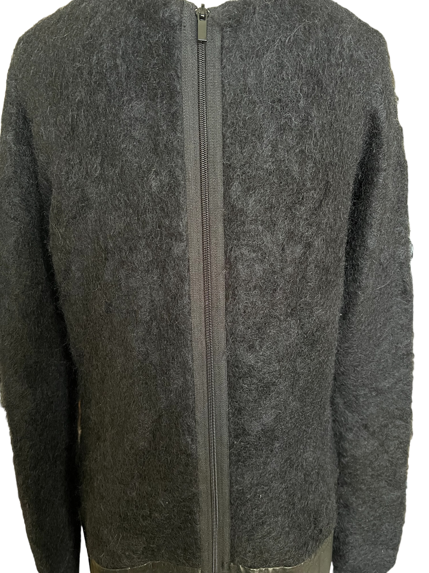 Diane Von Furstenberg DVF Black Wool Leather Size L Dress