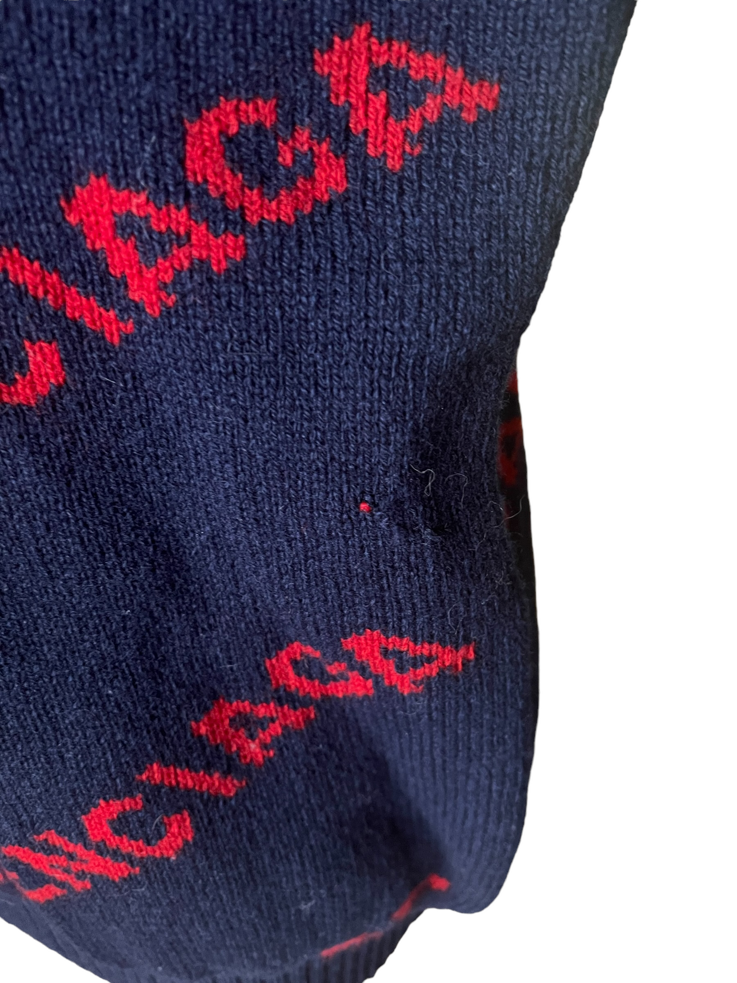 Balenciaga Navy Red Logo Wool Size M Sweater