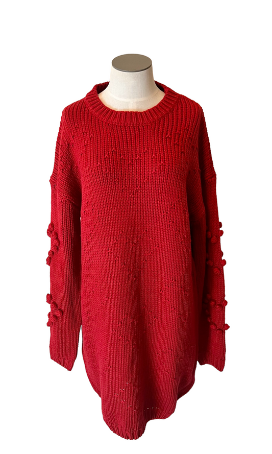 4SI3NNA Red Knit Size S Heart Dress