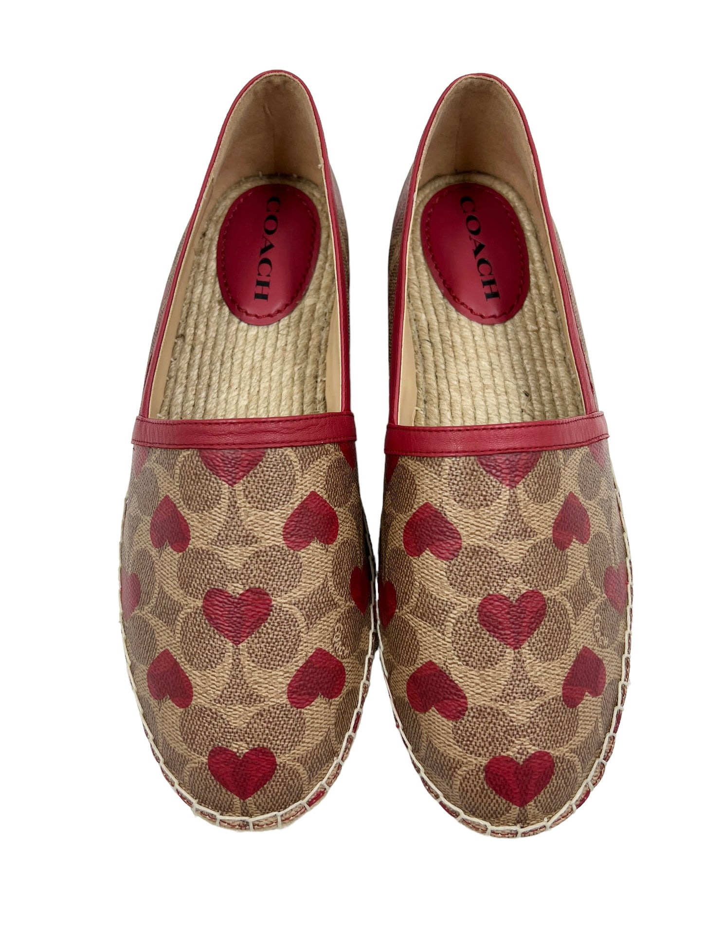 Coach Collins Heart Motif Signature Print Size 10 Espadrilles