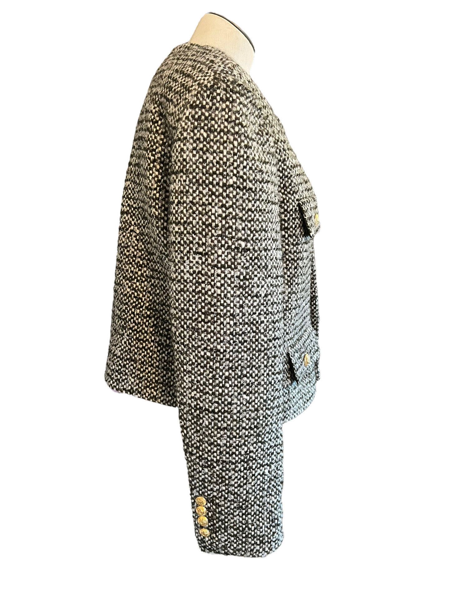 Celine Olive Tweed Size 38 Chausser Jacket