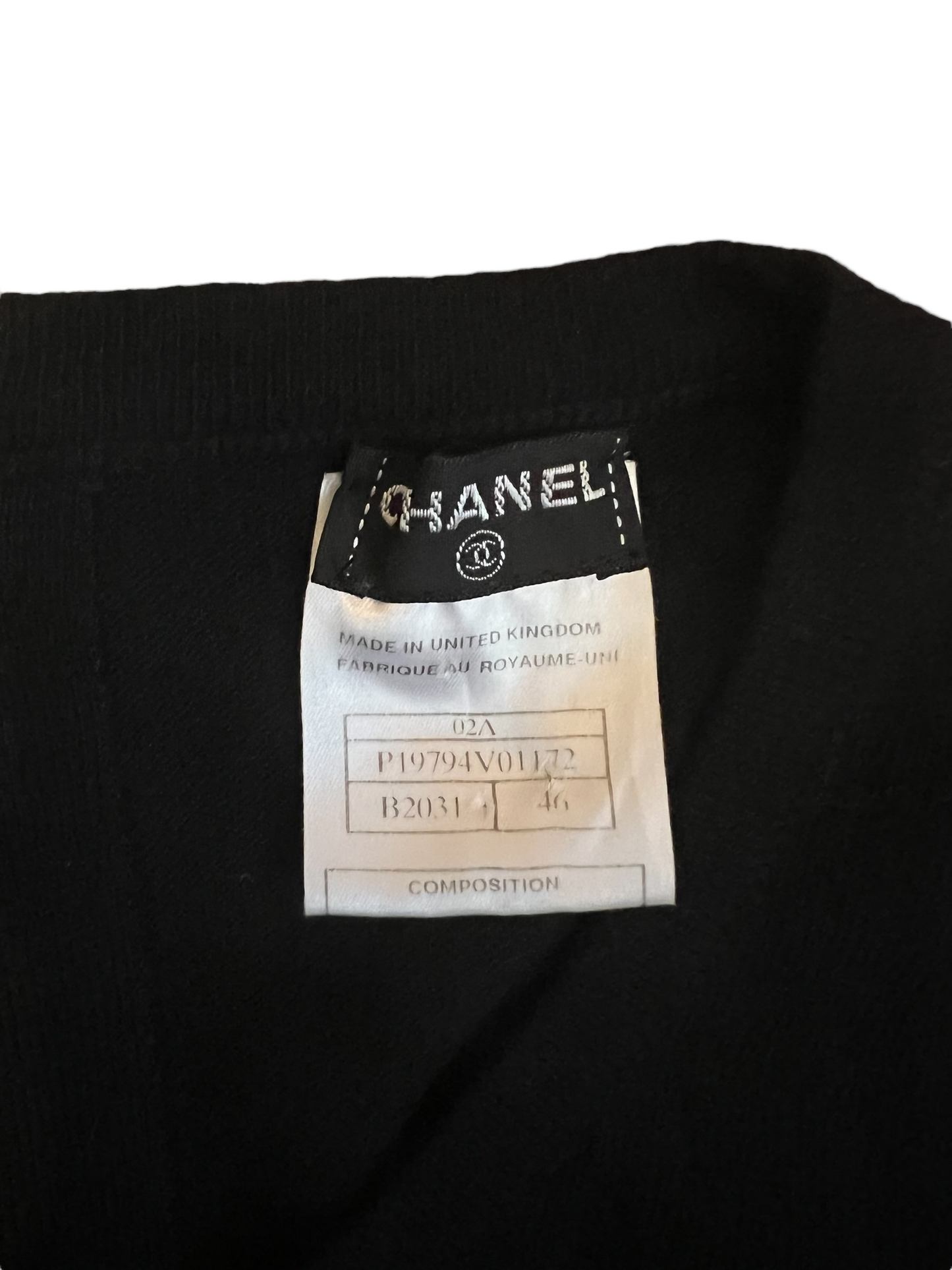 Chanel Black Cashmere 02A Logo Buttons Size 46 Sweater