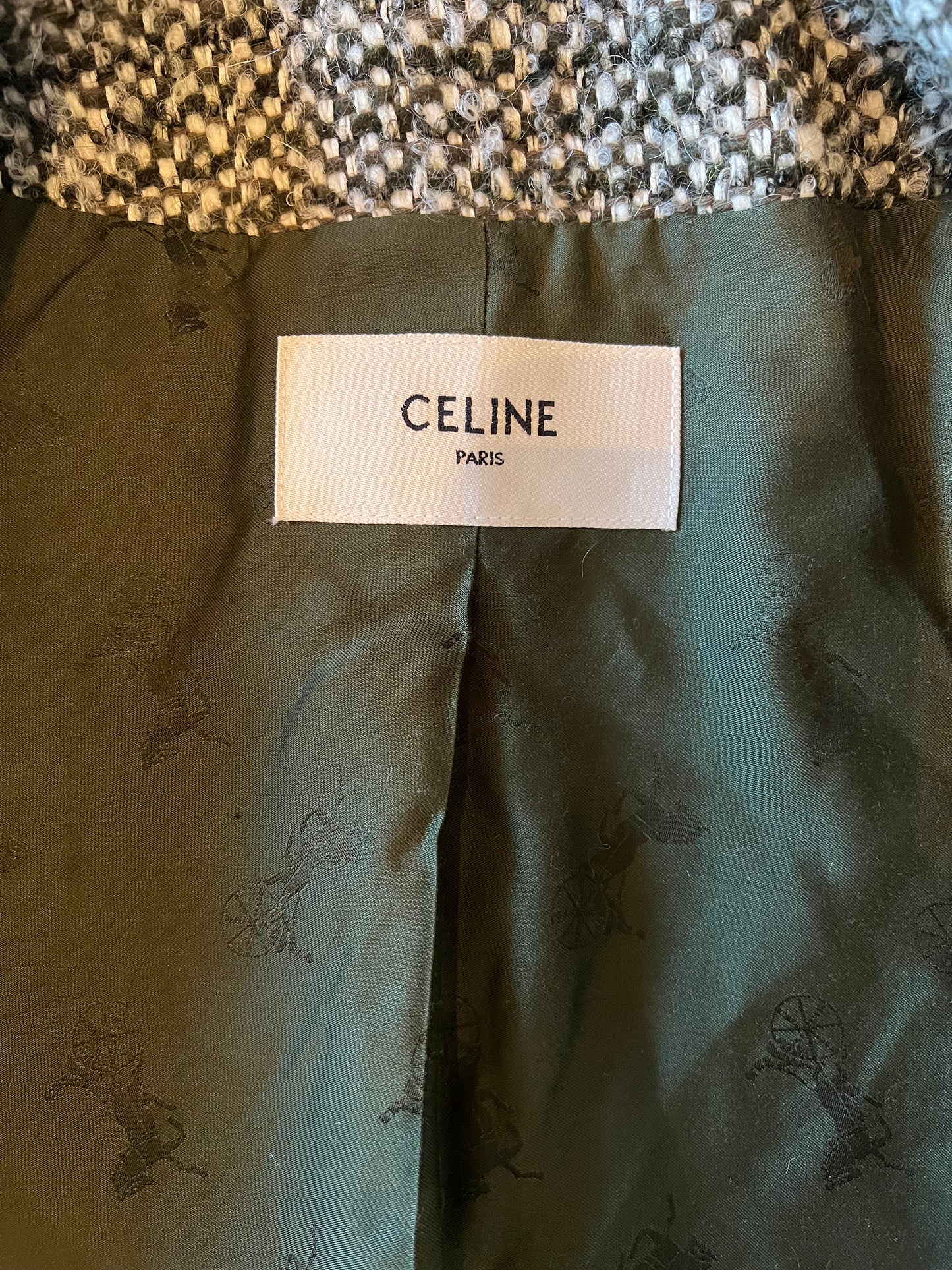 Celine Olive Tweed Size 38 Chausser Jacket