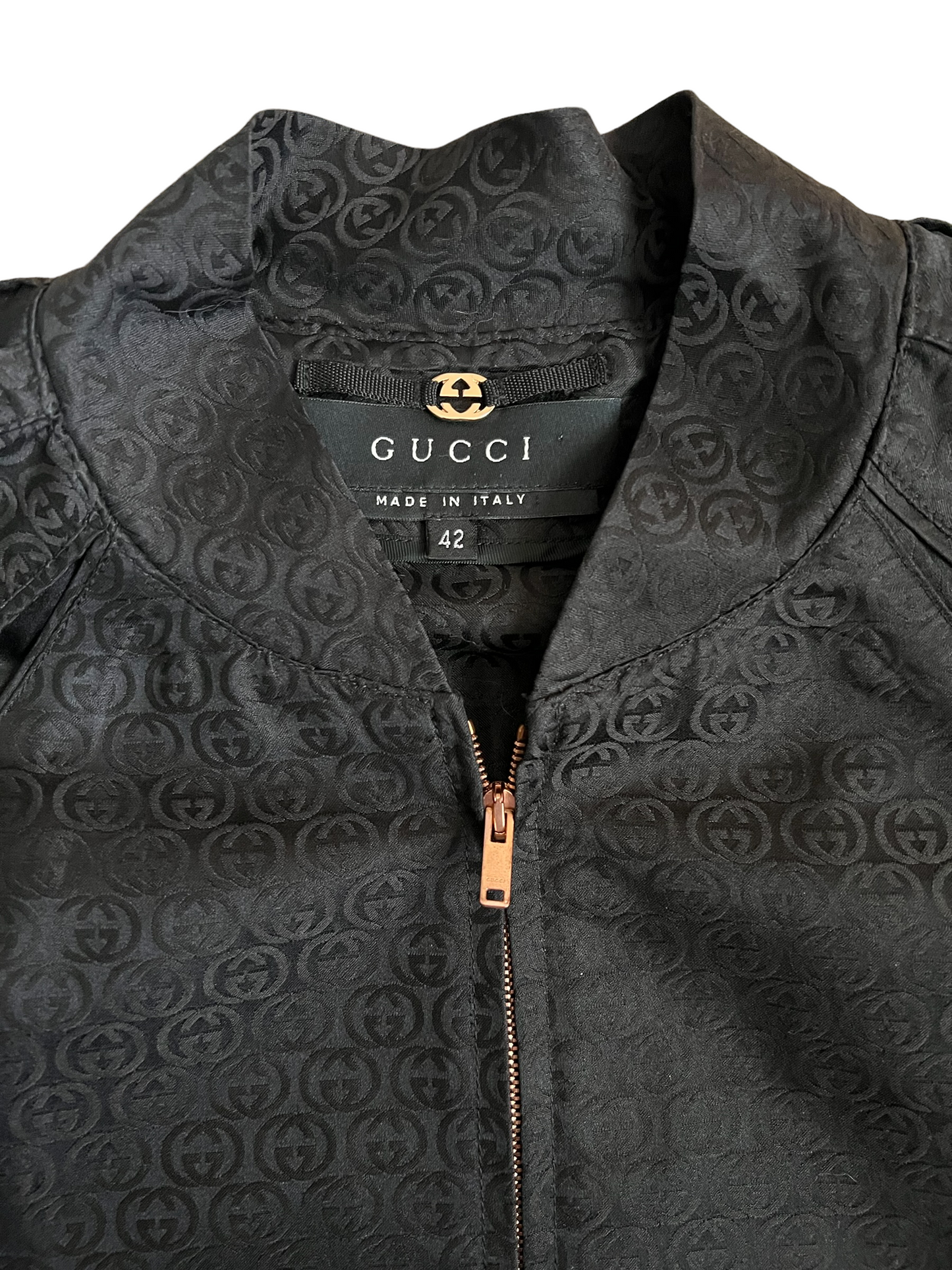 Gucci Black Silk Blend 2003 Tom Ford Interlocking G Size 42 Jacket