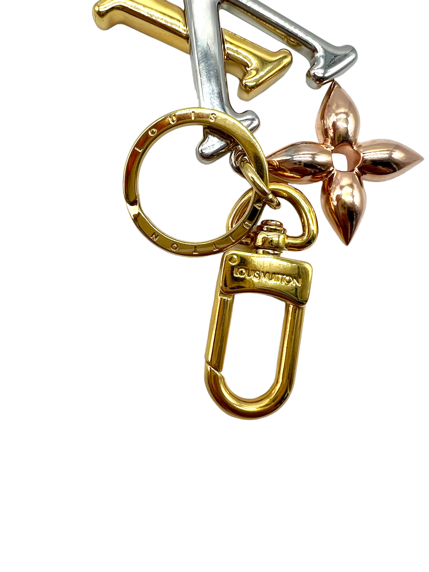 Louis Vuitton Mixed Metal New Wave Logo Keychain