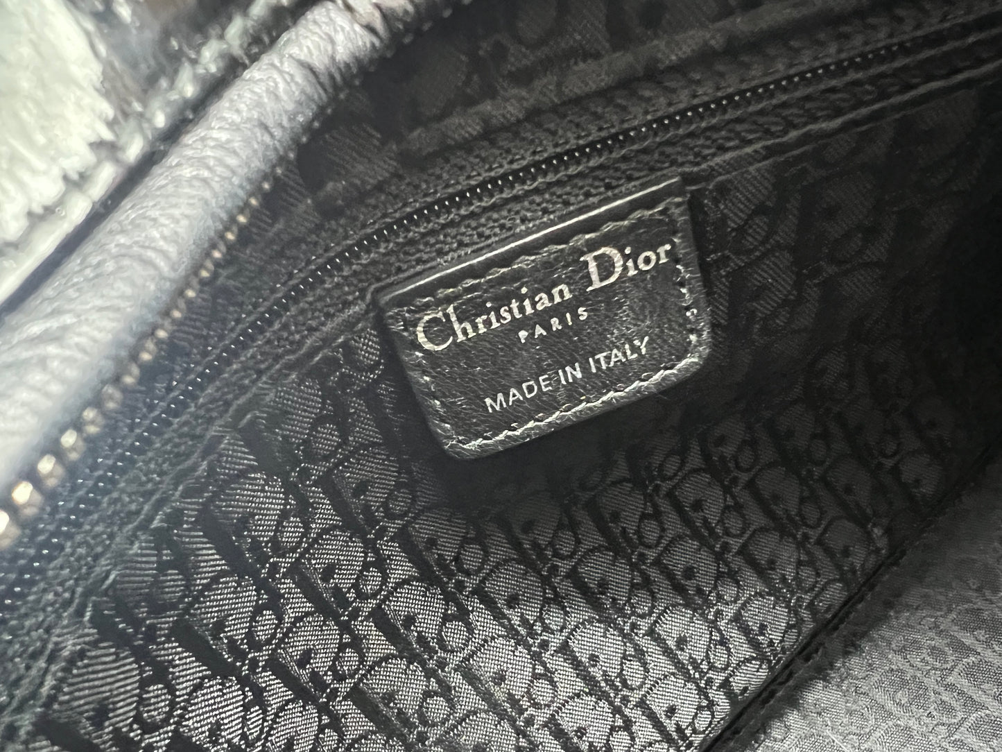 Christian Dior Black Patent Large Lady Dior Tote