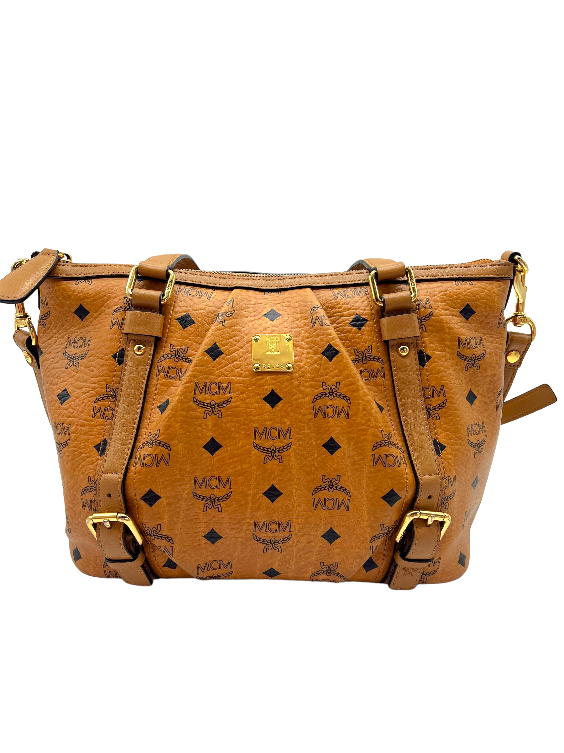 Bags  Authentic Mcm Heritage Top Handle Bag In Cognac Visetos