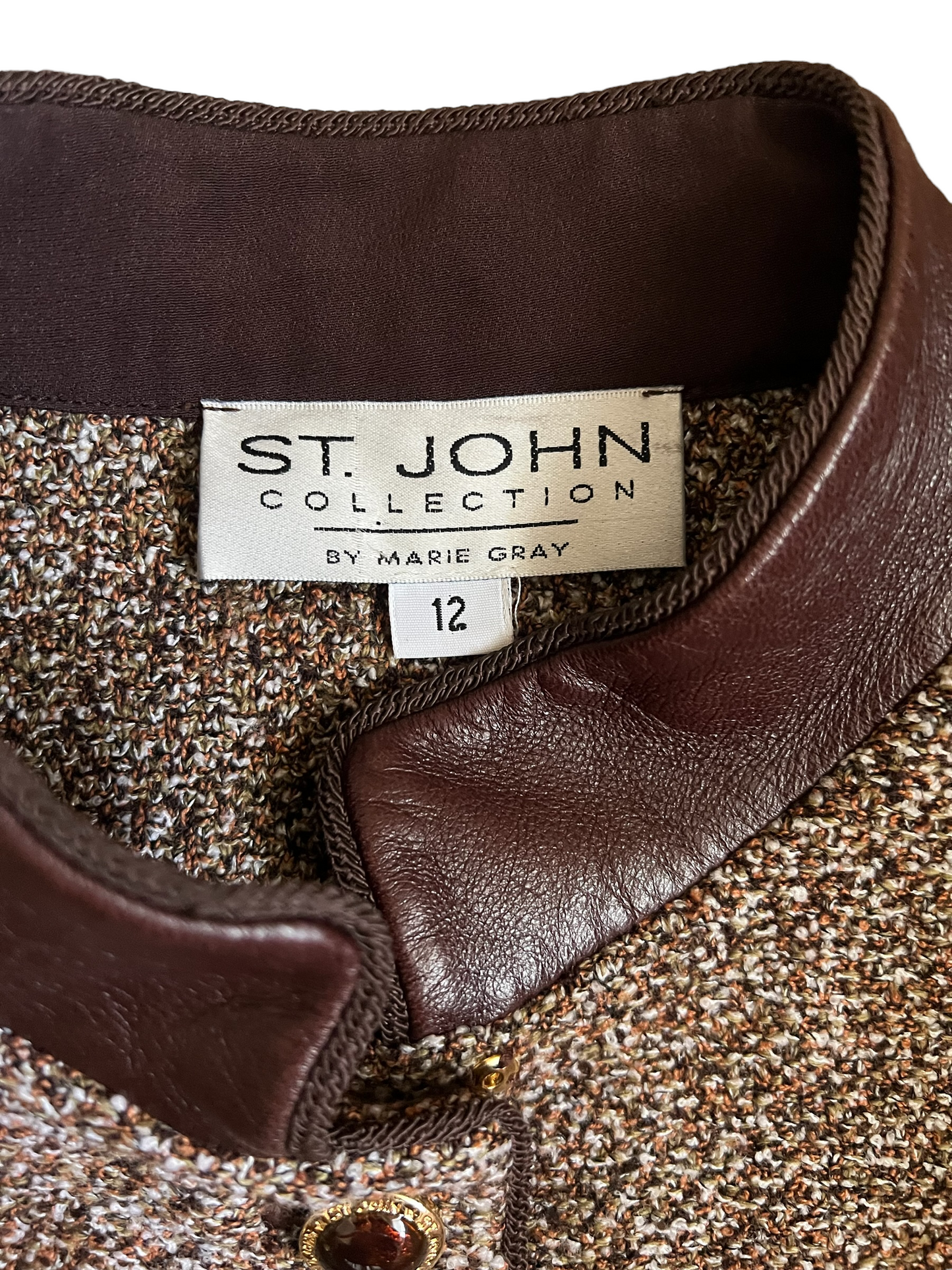 St. John Brown Classic Knit Size 12 Skirt Set