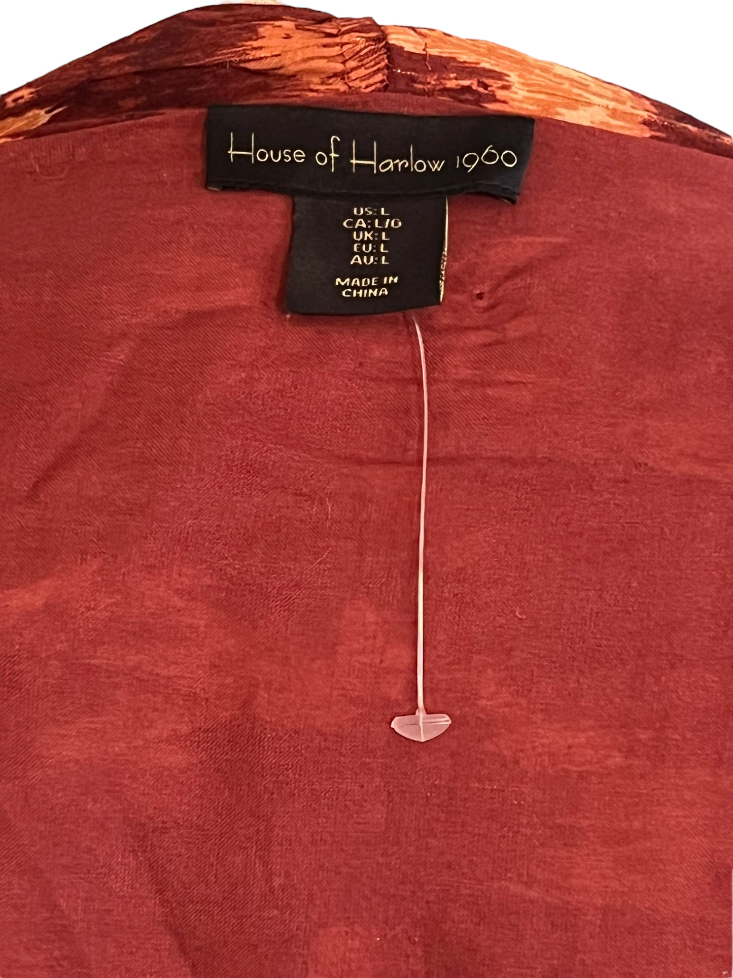 House of Harlow 1960 Size L Burgundy Ikat Print Dress