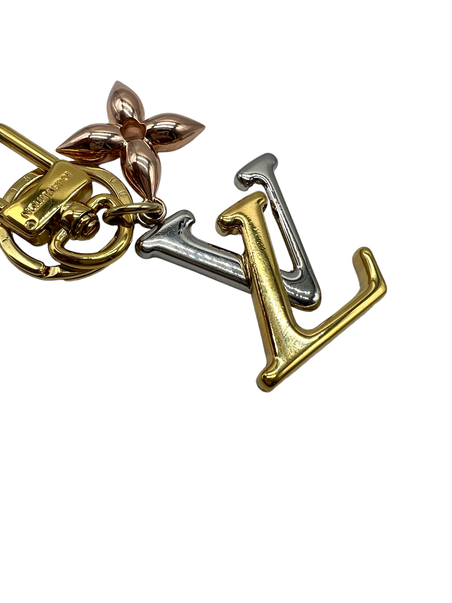 Louis Vuitton Mixed Metal New Wave Logo Keychain