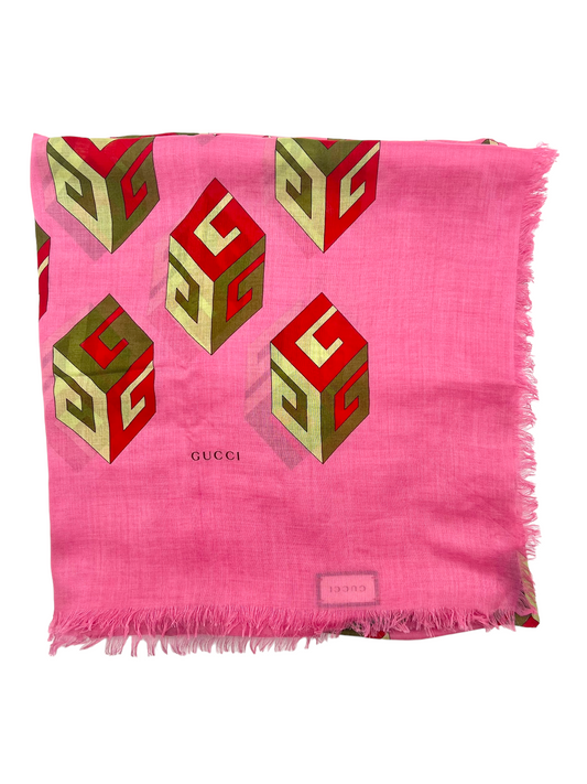 Gucci Pink Cubo Logo Scarf