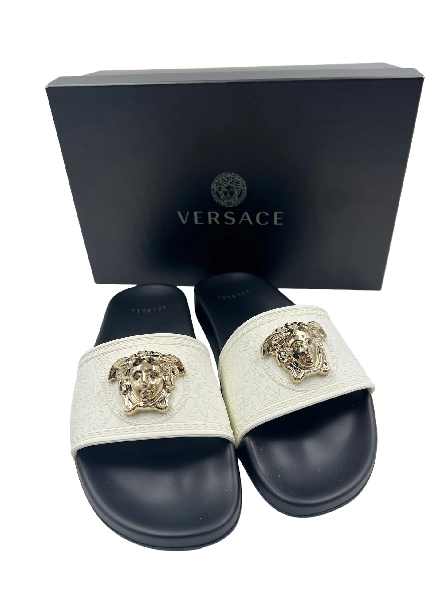 Versace Size 39 White Palazzo Pool Slides