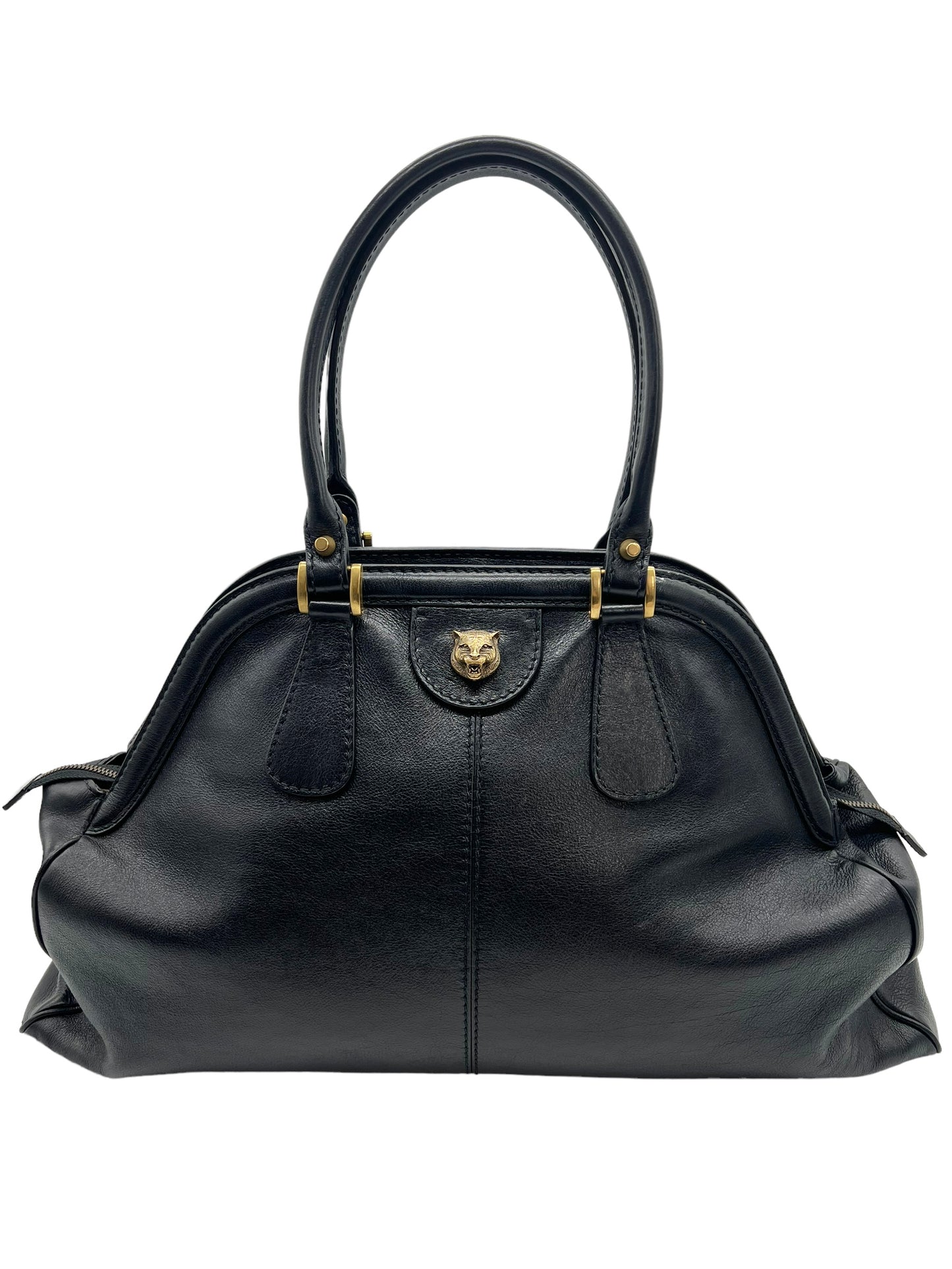 Gucci Black Leather Large Re(Belle) Dome Satchel