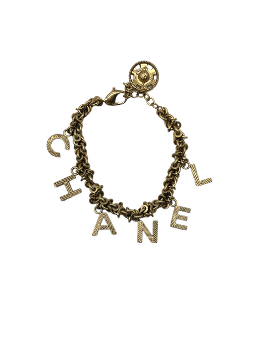 Chanel Gold 03A Logo Charm Bracelet
