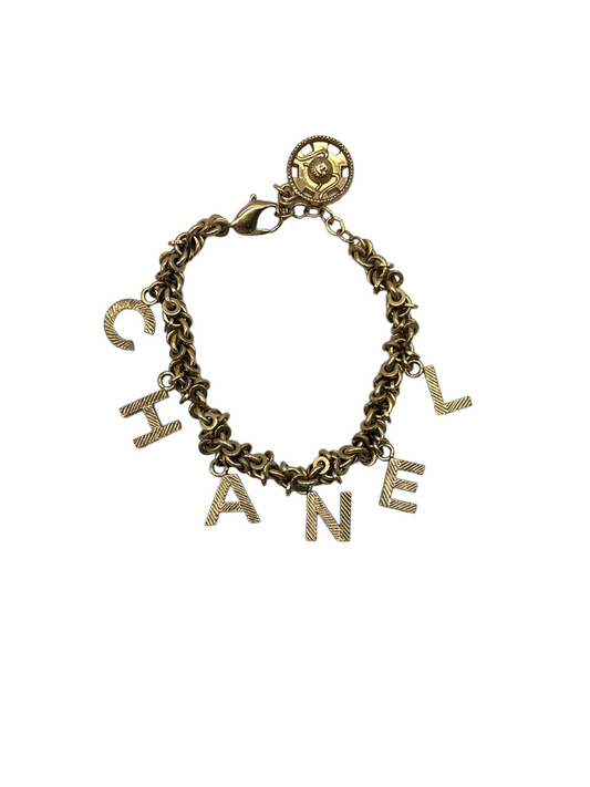Chanel Vintage Gold Metal Medallion CC Logo Bracelet at 1stDibs