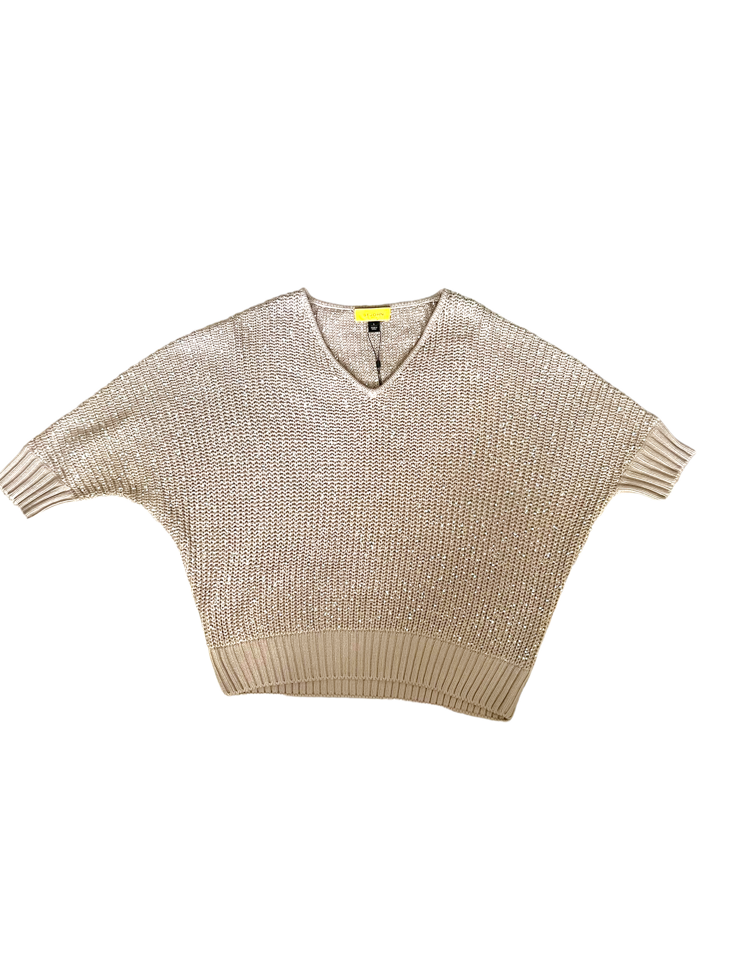 St. John Beige Knit Sequin Size L Sweater